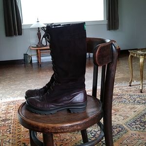 Cougar dark brown, rubber and suede knee-high boots.